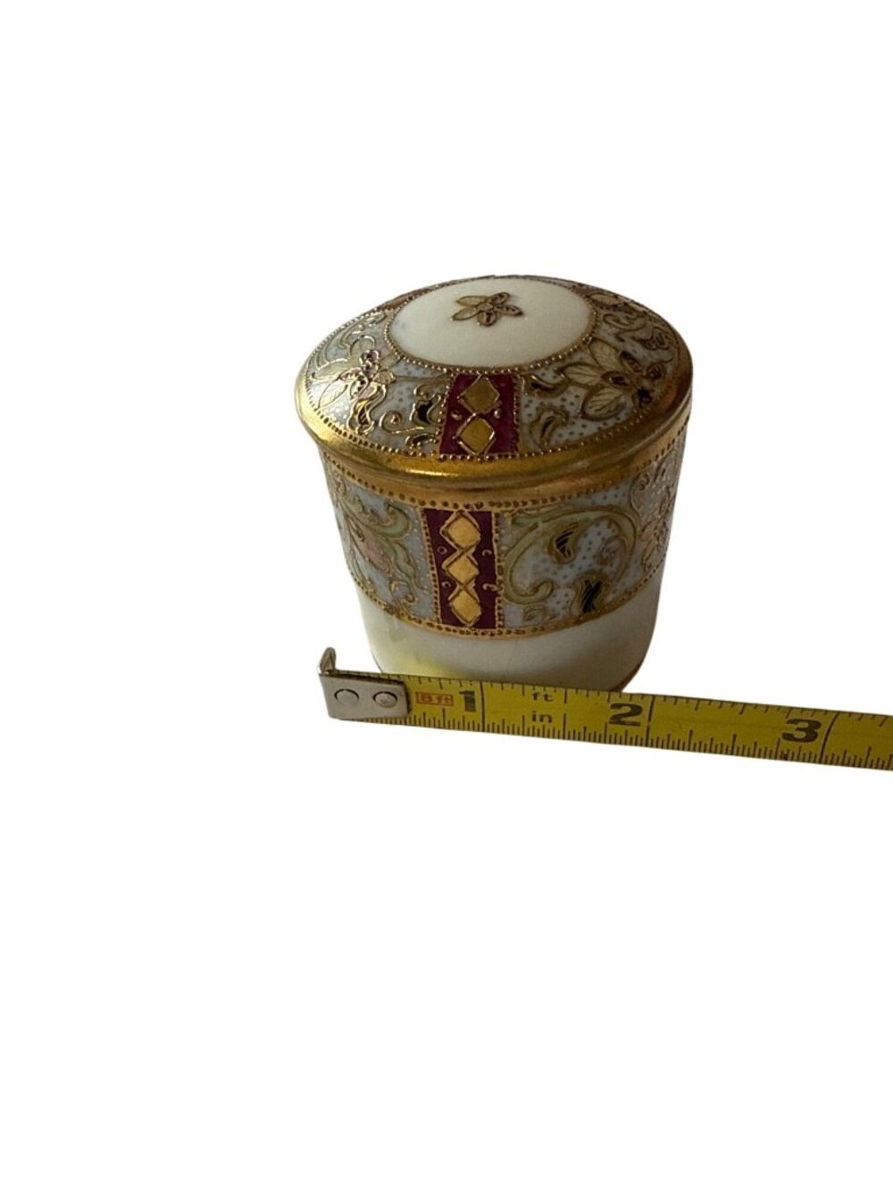 Hand-Painted Nippon Porcelain Trinket Box With Gold & Floral Accents - Picture 6 of 6